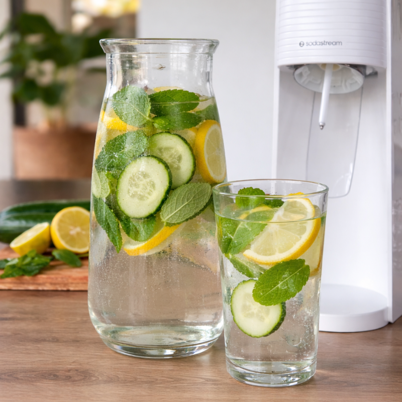 Boisson détox concombre–citron-menthe pétillante