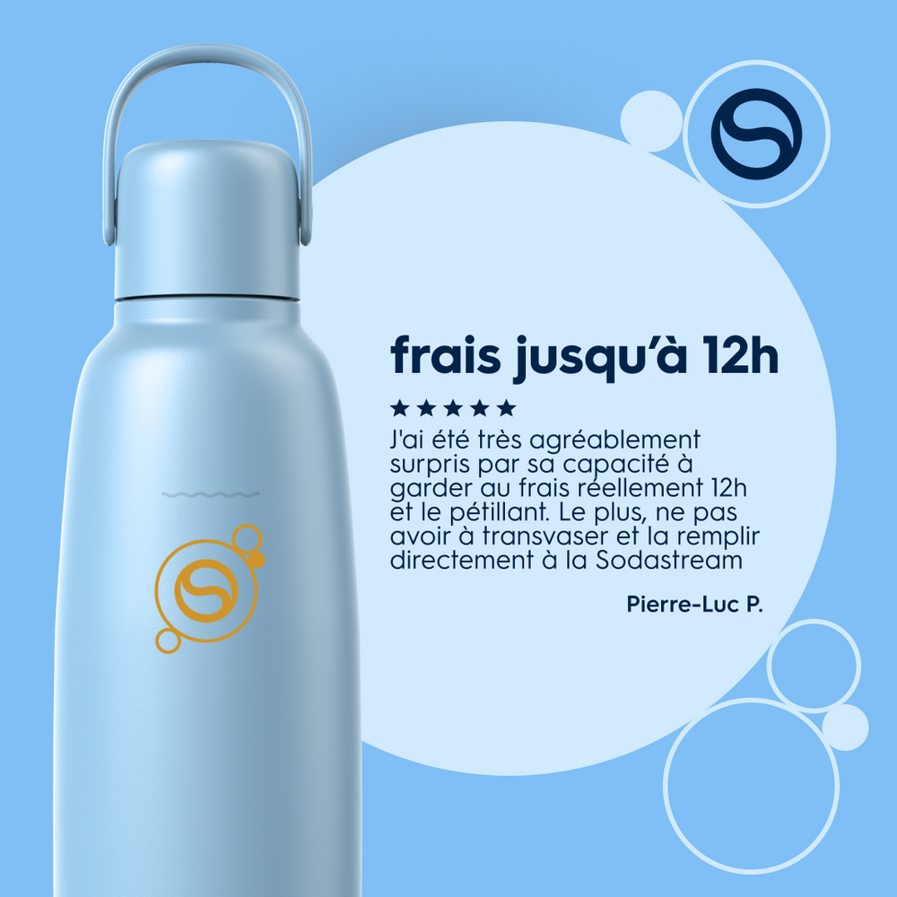 Gourde isotherme 0,9L fizz&go Cool bleu ciel