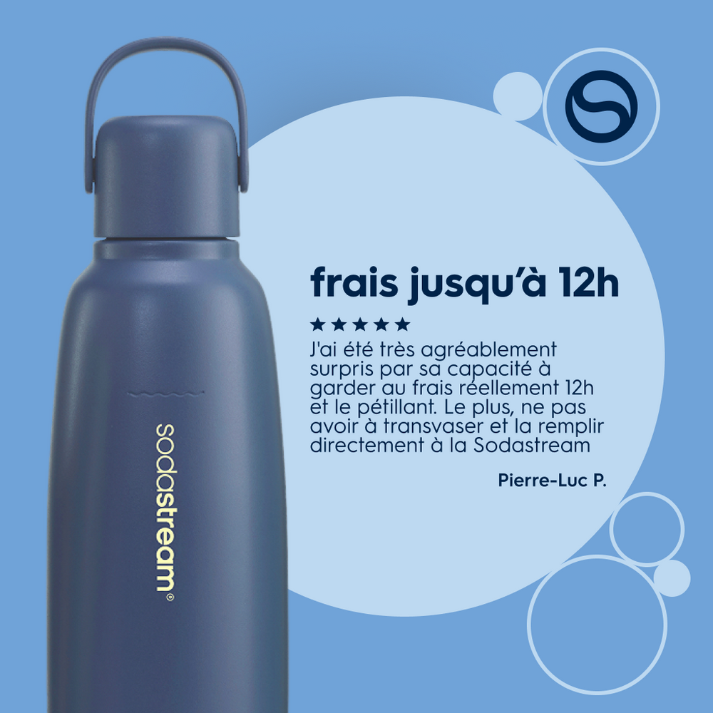 Gourde isotherme 0,9L fizz&go Cool bleue