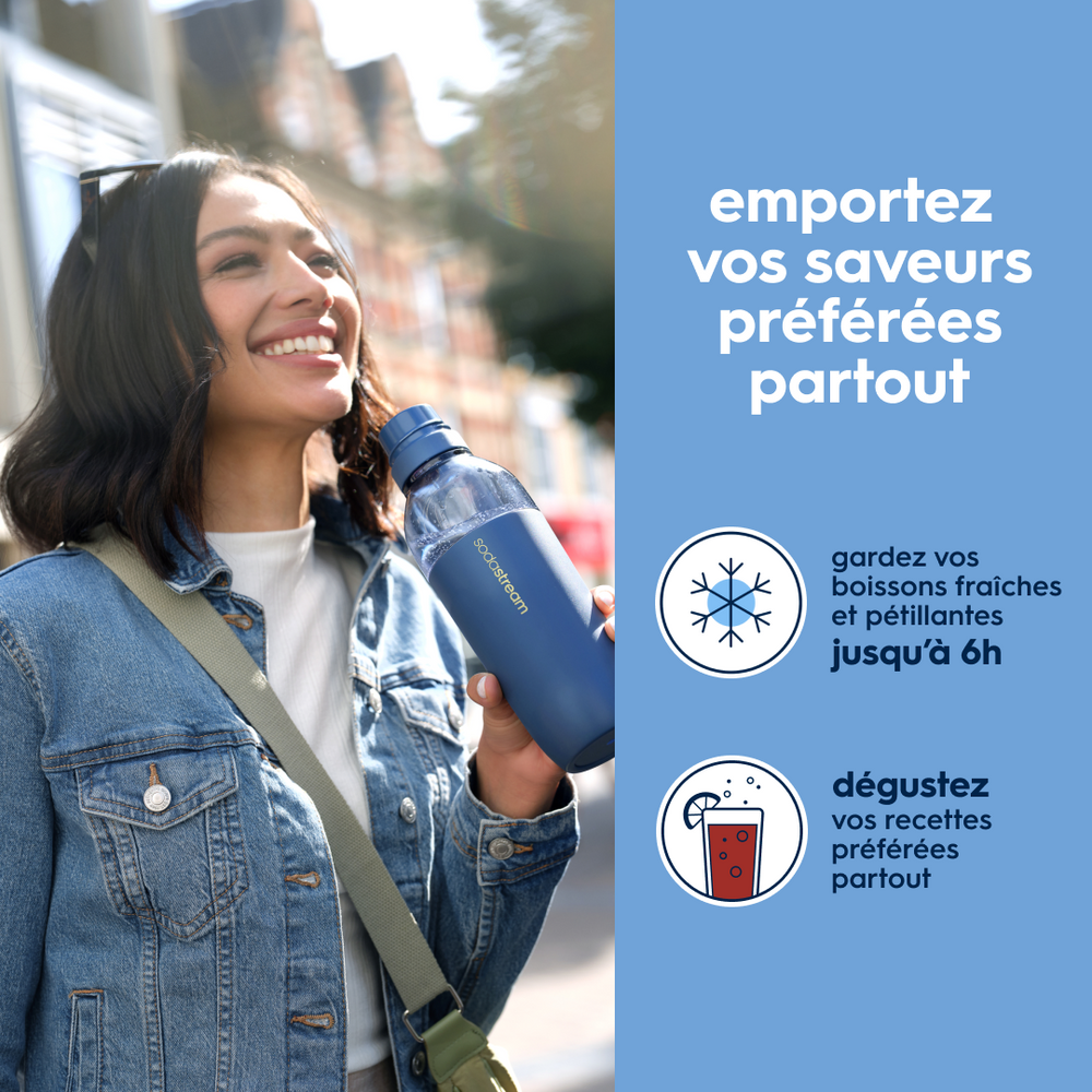 Gourde isotherme démontable 0,7L fizz&go Easy mix bleue