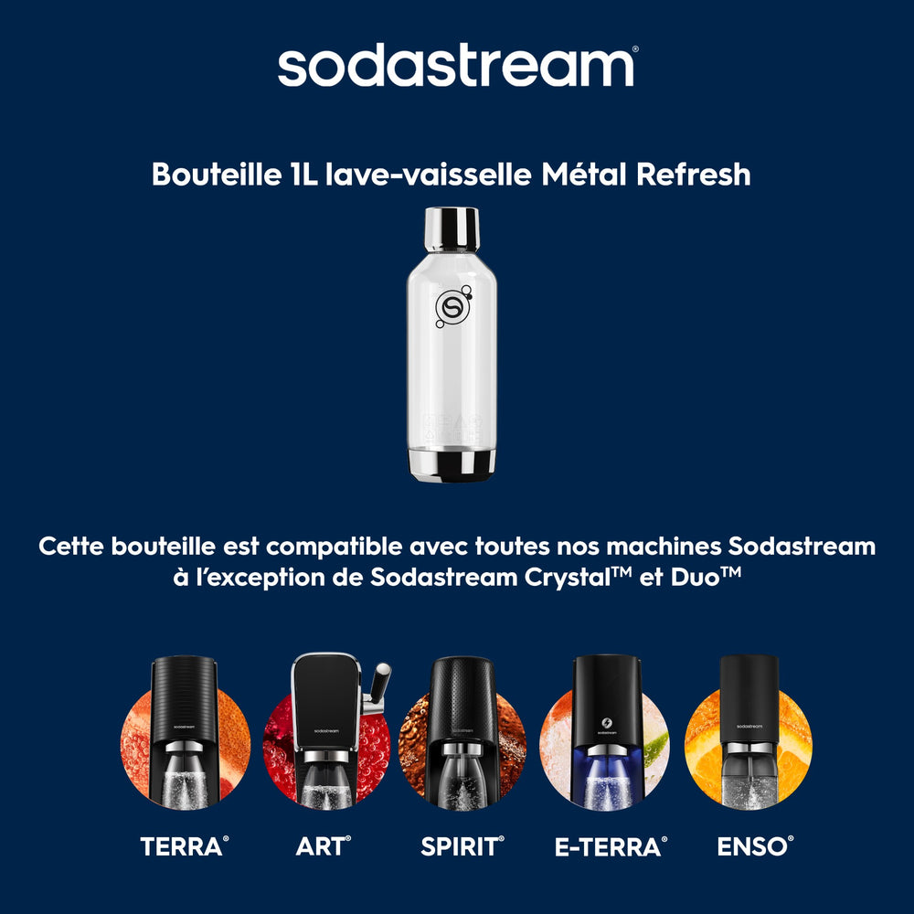 Bouteille Sodastream 1L Metal Refresh compatible lave-vaisselle – 5