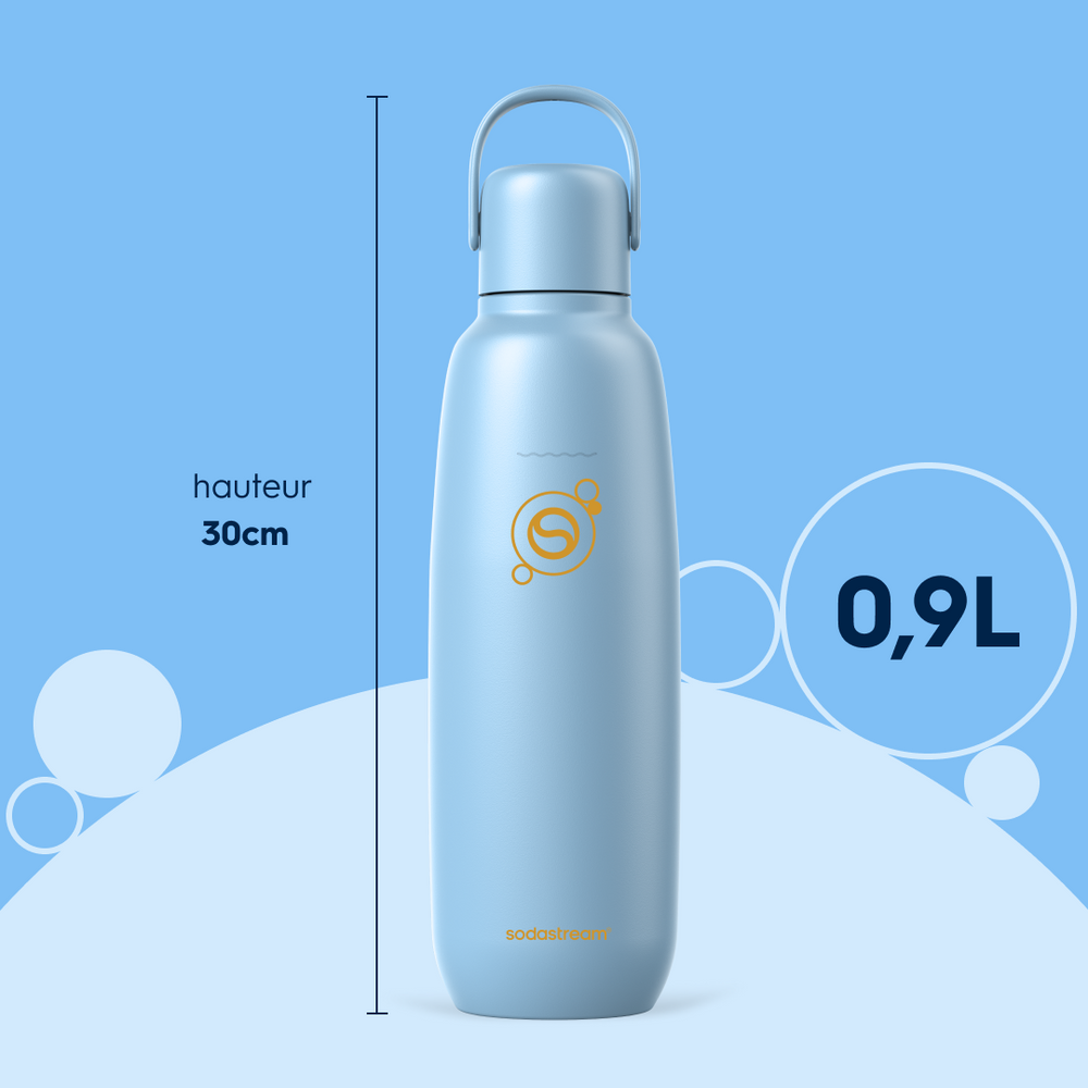 Gourde isotherme 0,9L fizz&go Cool bleu ciel
