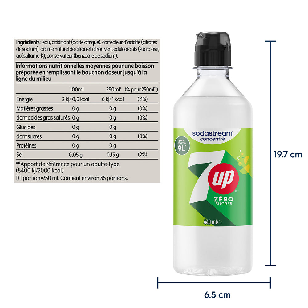 6-Pack Sirop 7up Zéro Sucres 440ml