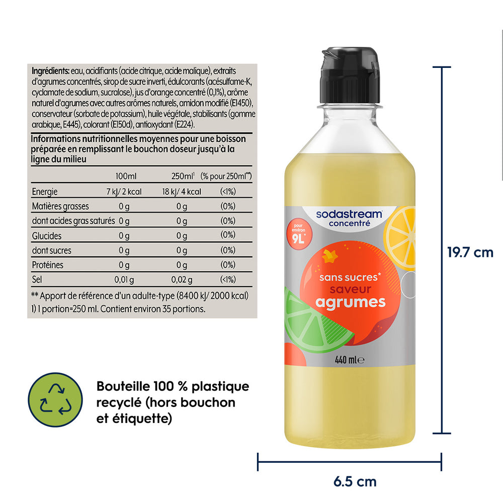 6-Pack Sirop Agrumes Sans Sucres 440ml