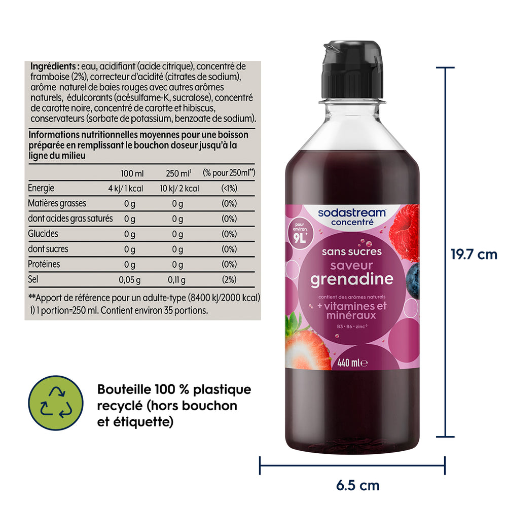Sirop Grenadine Sans Sucres 440ml  Sodastream France