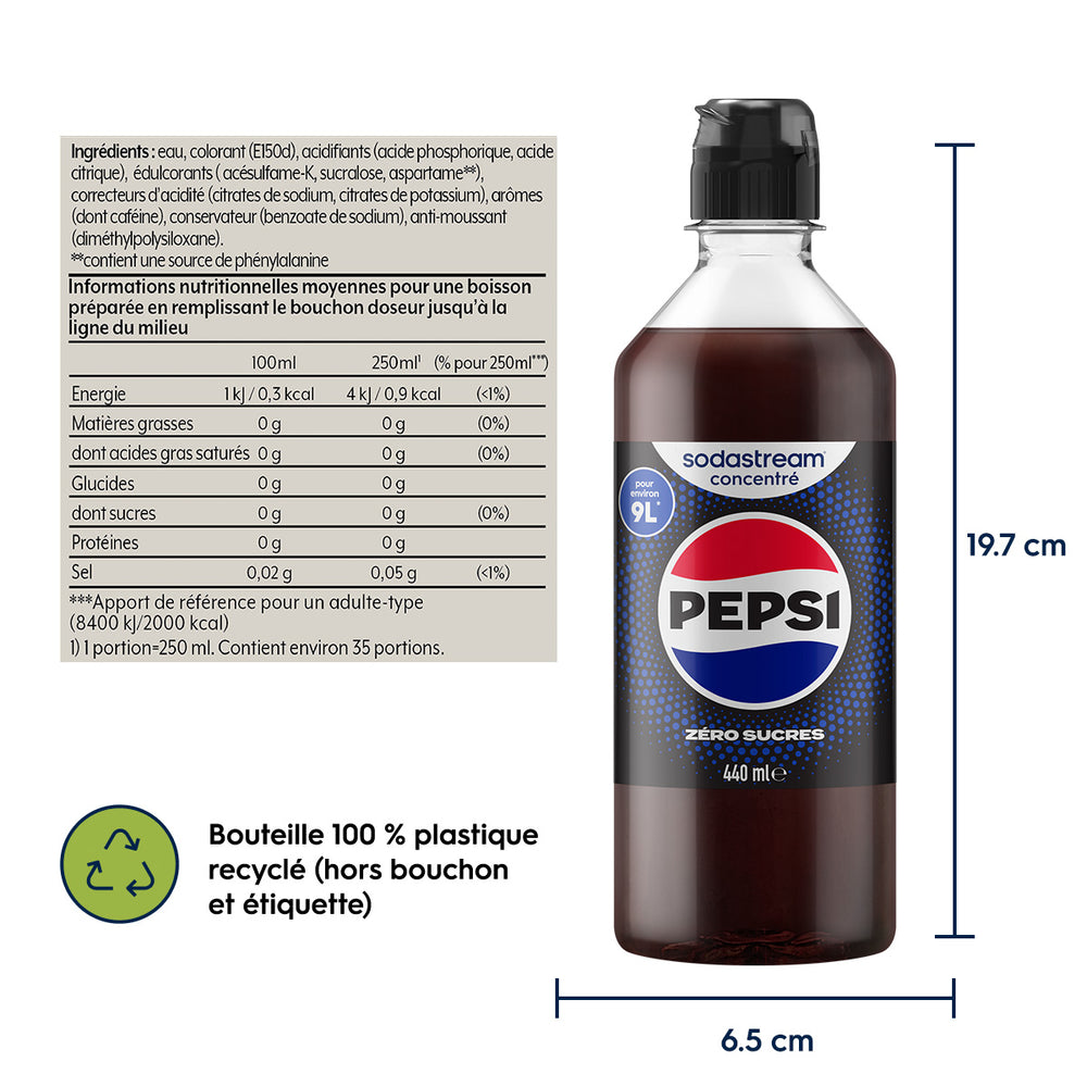 Sirop Pepsi Zéro Sucres 440ml