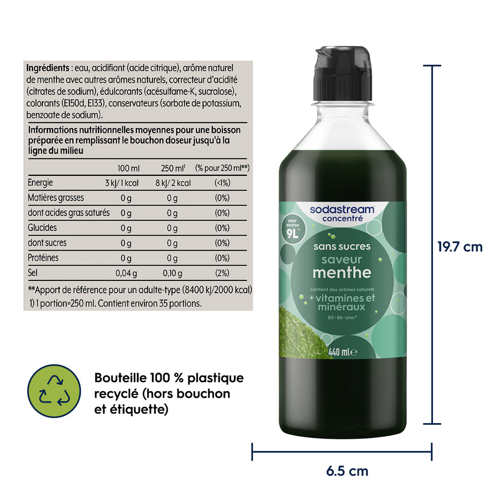 6-Pack Sirop Menthe sans sucres 440ml