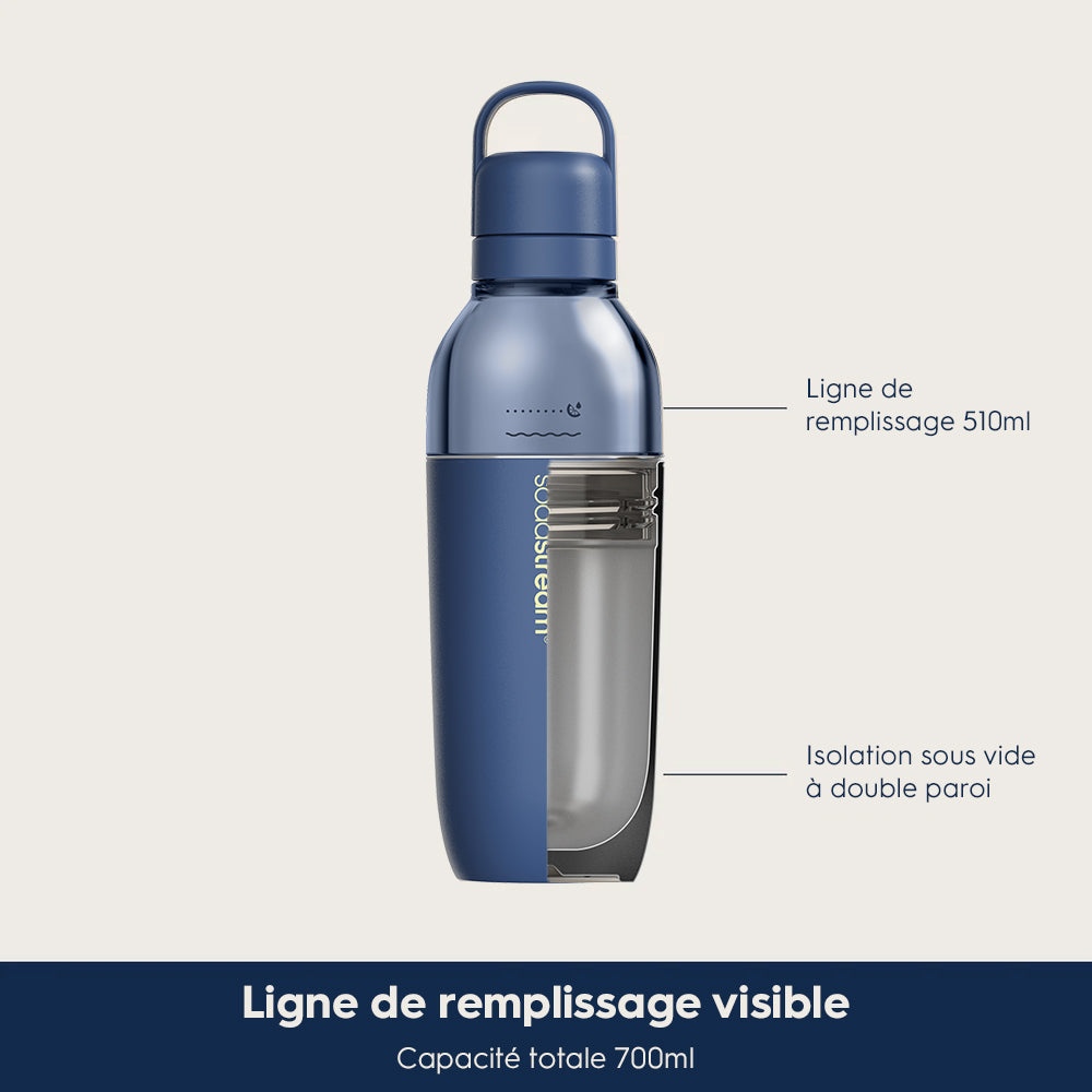 Gourde isotherme démontable 0,7L fizz&go Easy mix bleue