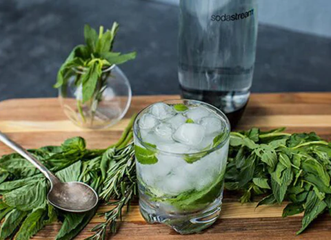 Eau pétillante infusée aux herbes aromatiques