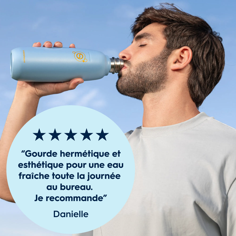 Gourde isotherme 0,9L fizz&go Cool bleu ciel