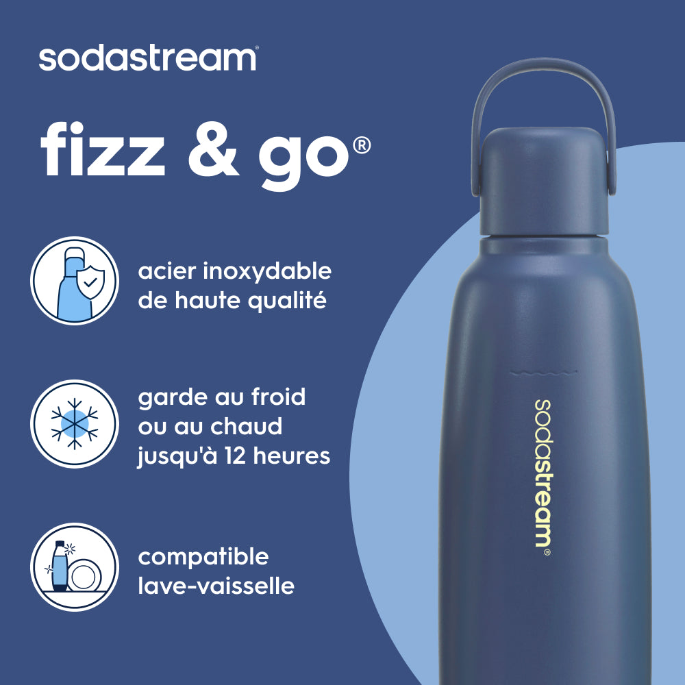 Gourde isotherme 0,9L fizz&go Cool bleue